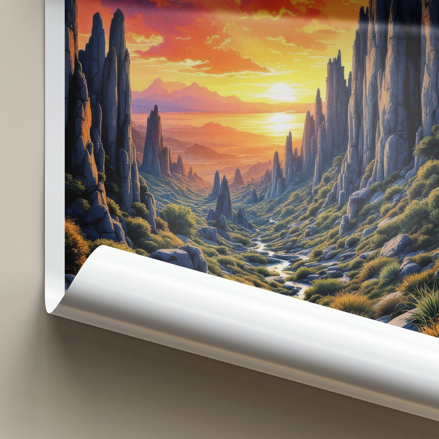Tsingy De Bemaraha Poster - Madagascar Travel Art - Fiery Canyon Sunset Home Decor