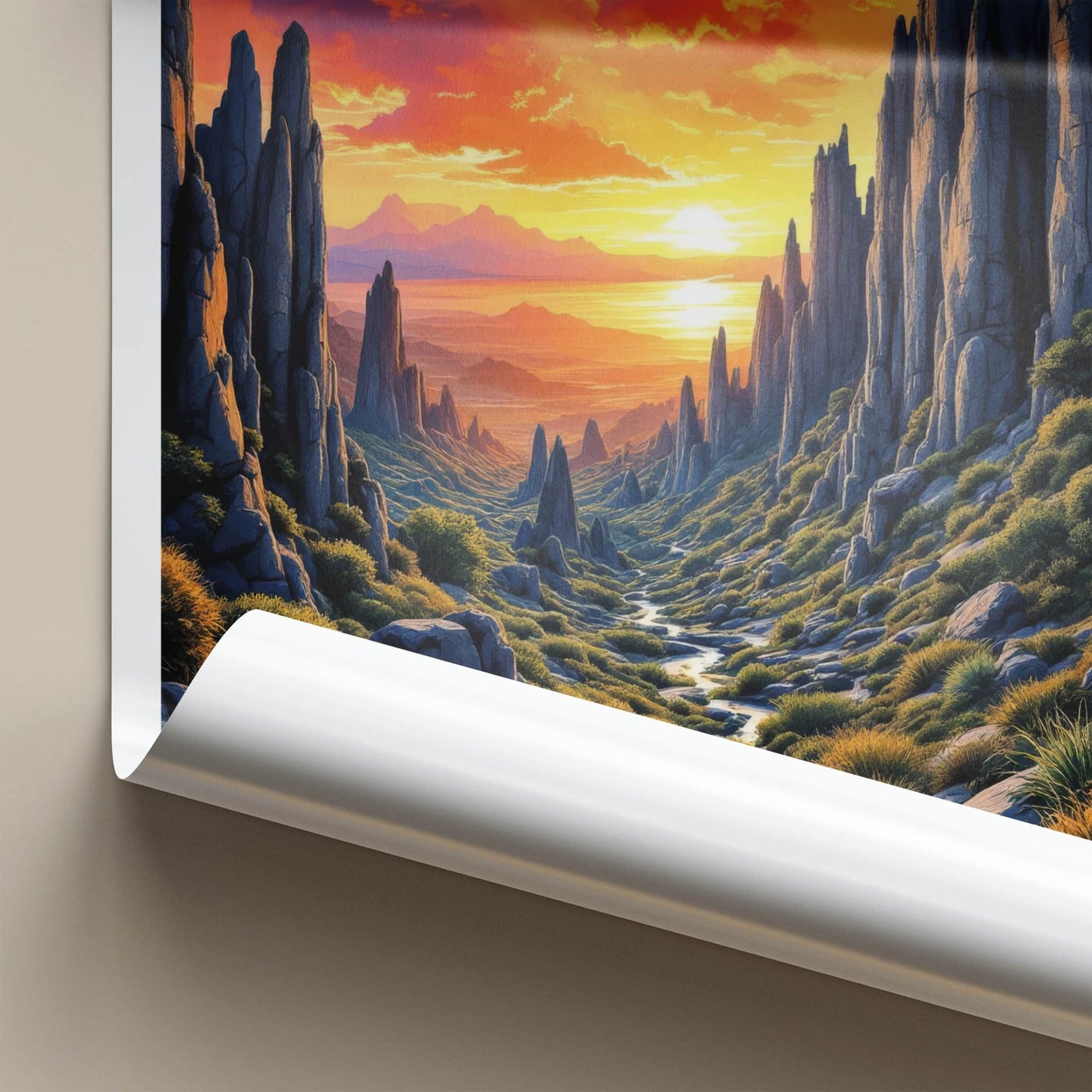 Tsingy De Bemaraha Poster - Madagascar Travel Art - Fiery Canyon Sunset Home Decor