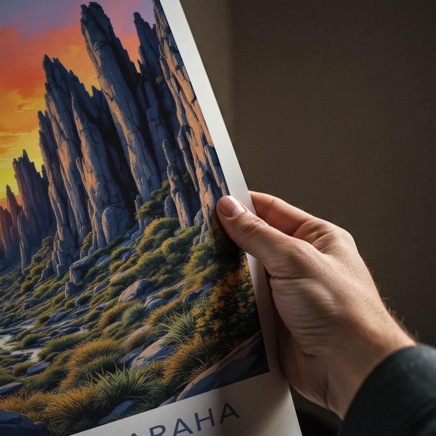 Tsingy De Bemaraha Poster - Madagascar Travel Art - Fiery Canyon Sunset Home Decor
