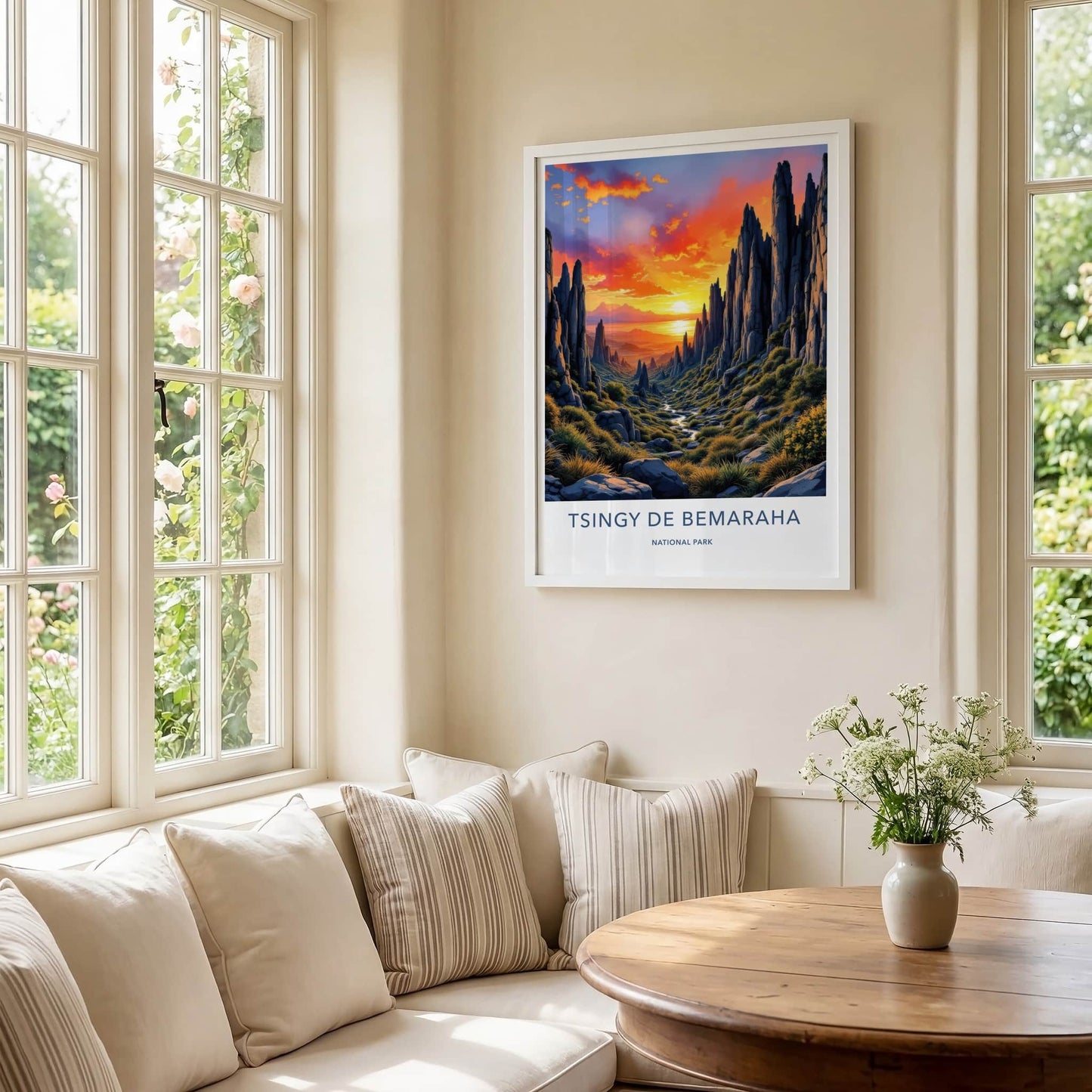 Tsingy De Bemaraha Poster - Madagascar Travel Art - Fiery Canyon Sunset Home Decor