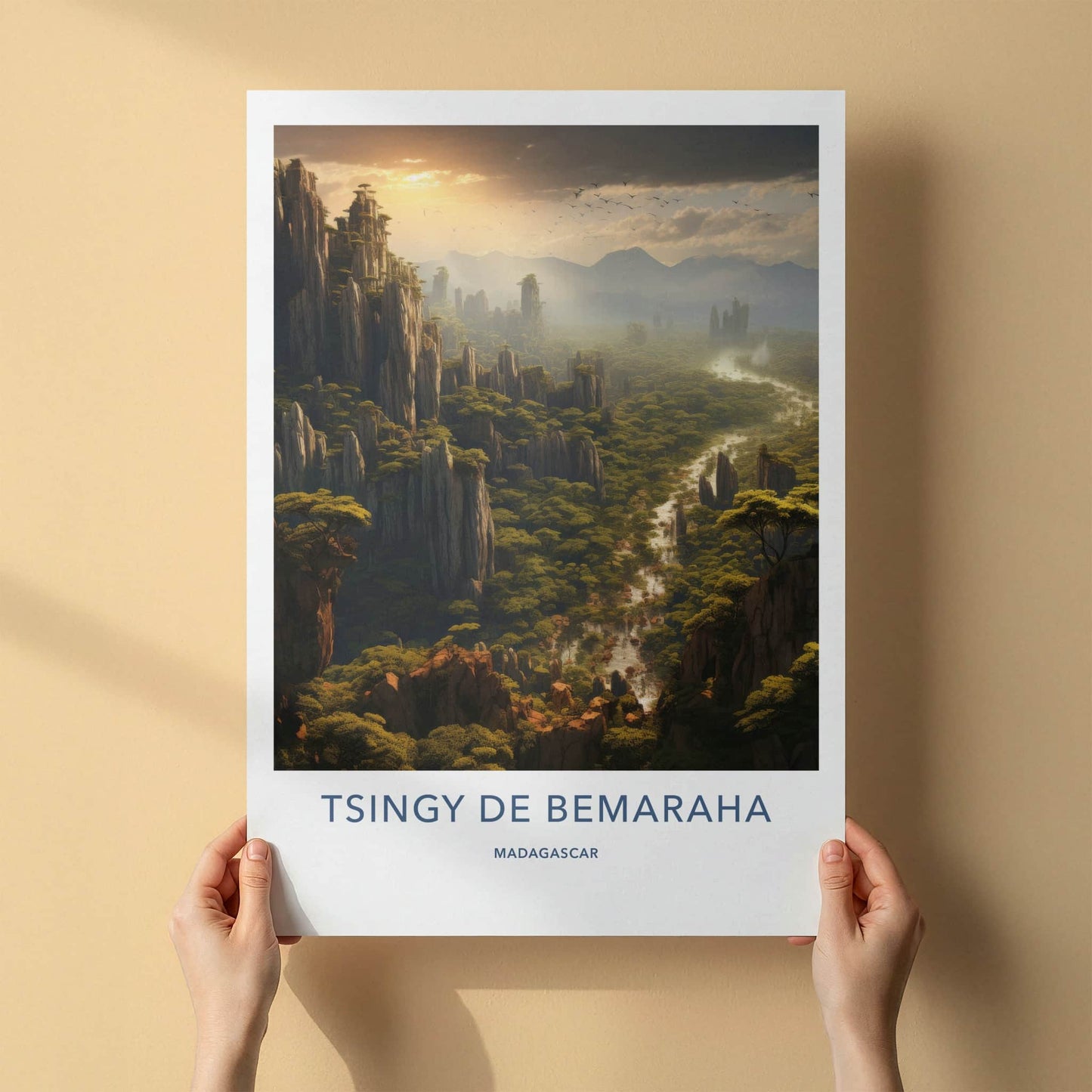 Tsingy De Bemaraha Poster - Madagascar Wall Art - Jagged Limestone Formations Gift