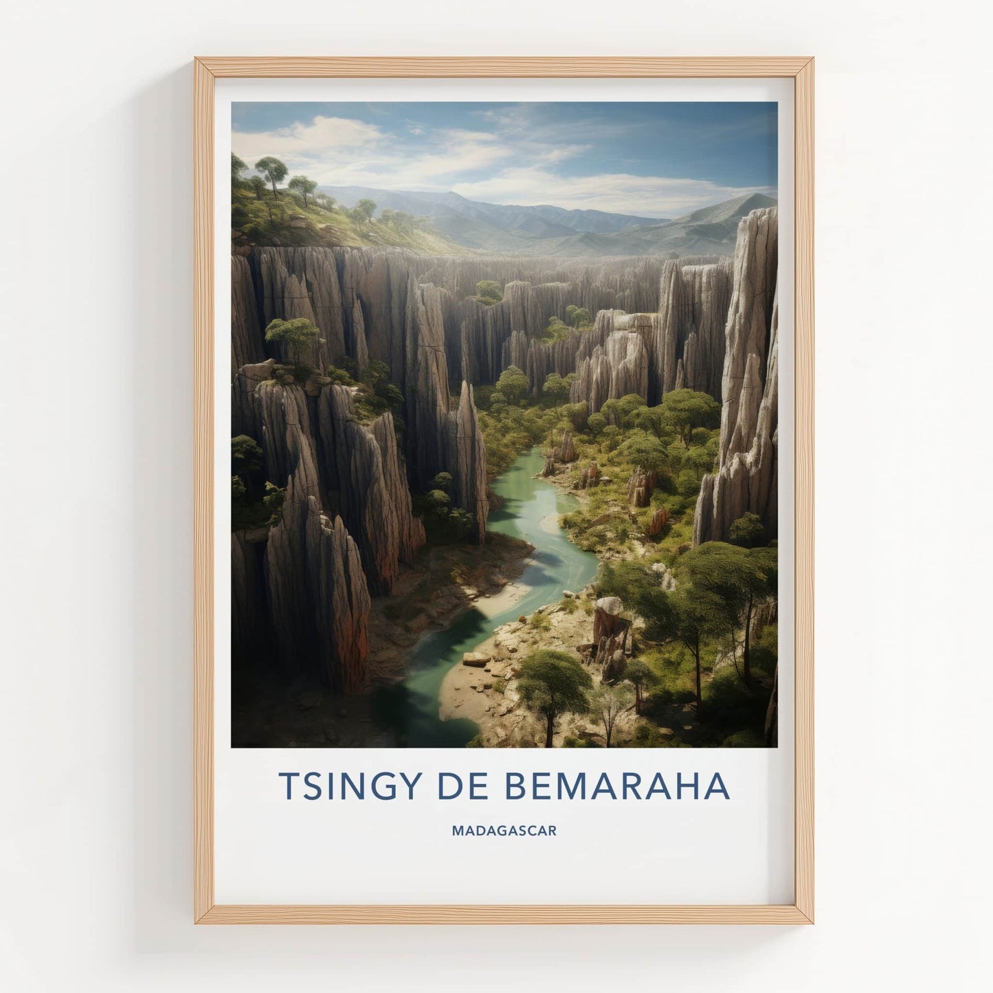 Tsingy De Bemaraha Poster - Madagascar Wall Art - Jagged Rock River Gift