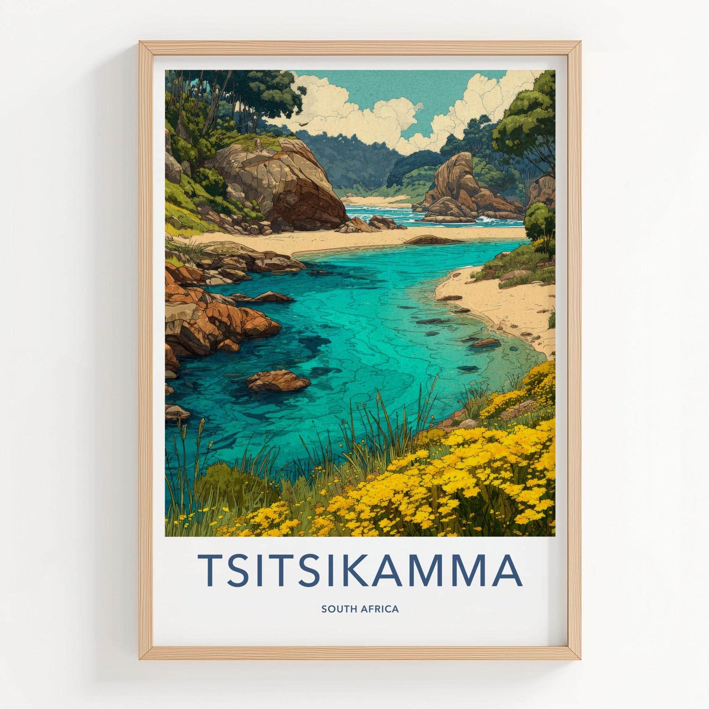 Tsitsikamma Poster - South Africa Travel Art - Clear Water Rocky Shore Home Decor