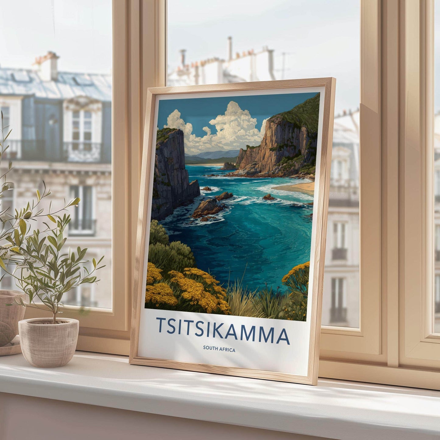 Tsitsikamma Poster - South Africa Travel Art - Golden Flowers Coast Home Decor