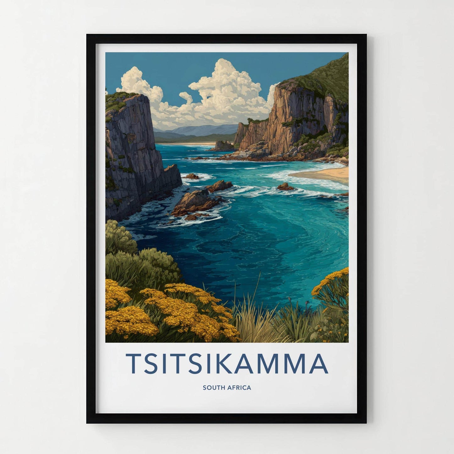Tsitsikamma Poster - South Africa Travel Art - Golden Flowers Coast Home Decor