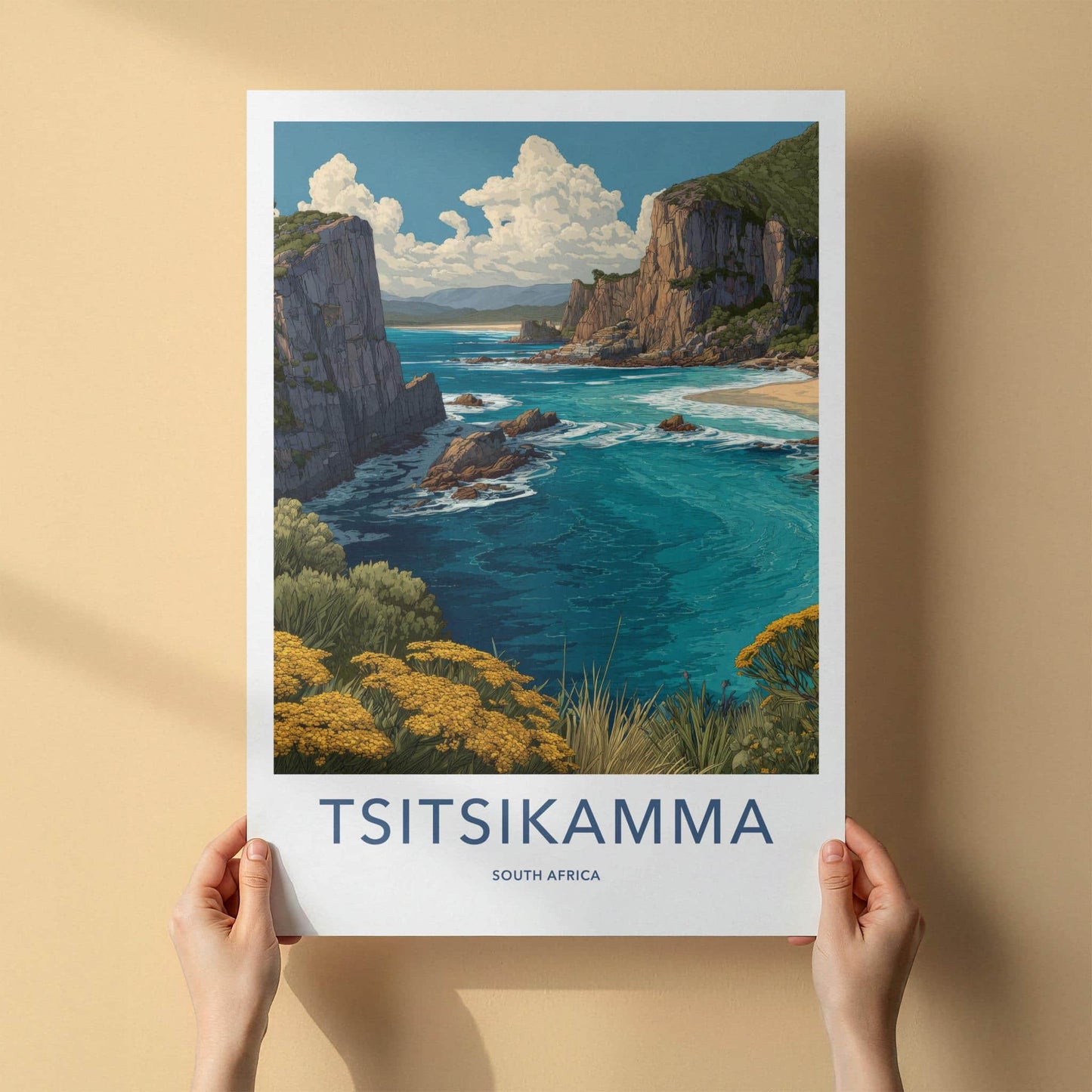 Tsitsikamma Poster - South Africa Travel Art - Golden Flowers Coast Home Decor