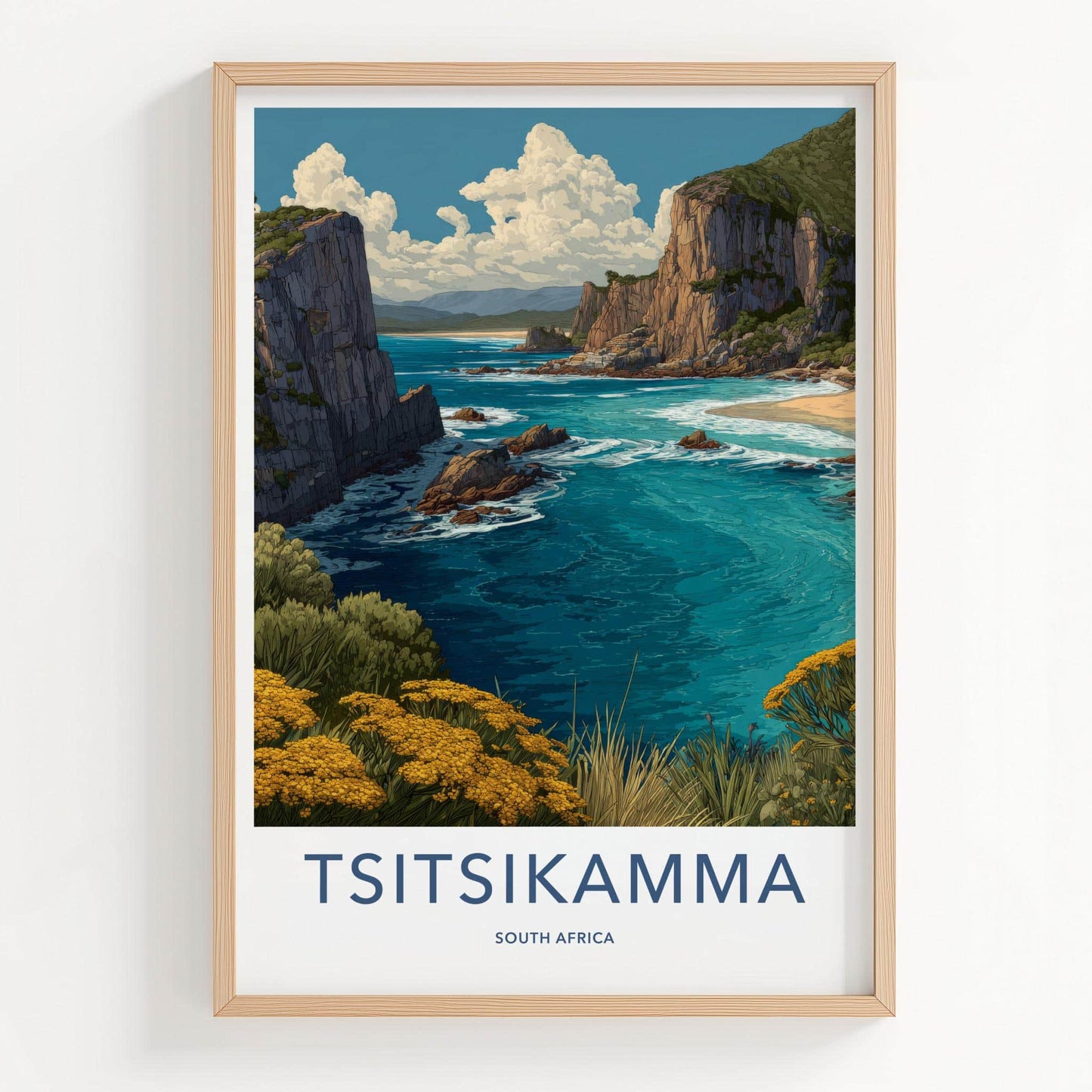 Tsitsikamma Poster - South Africa Travel Art - Golden Flowers Coast Home Decor