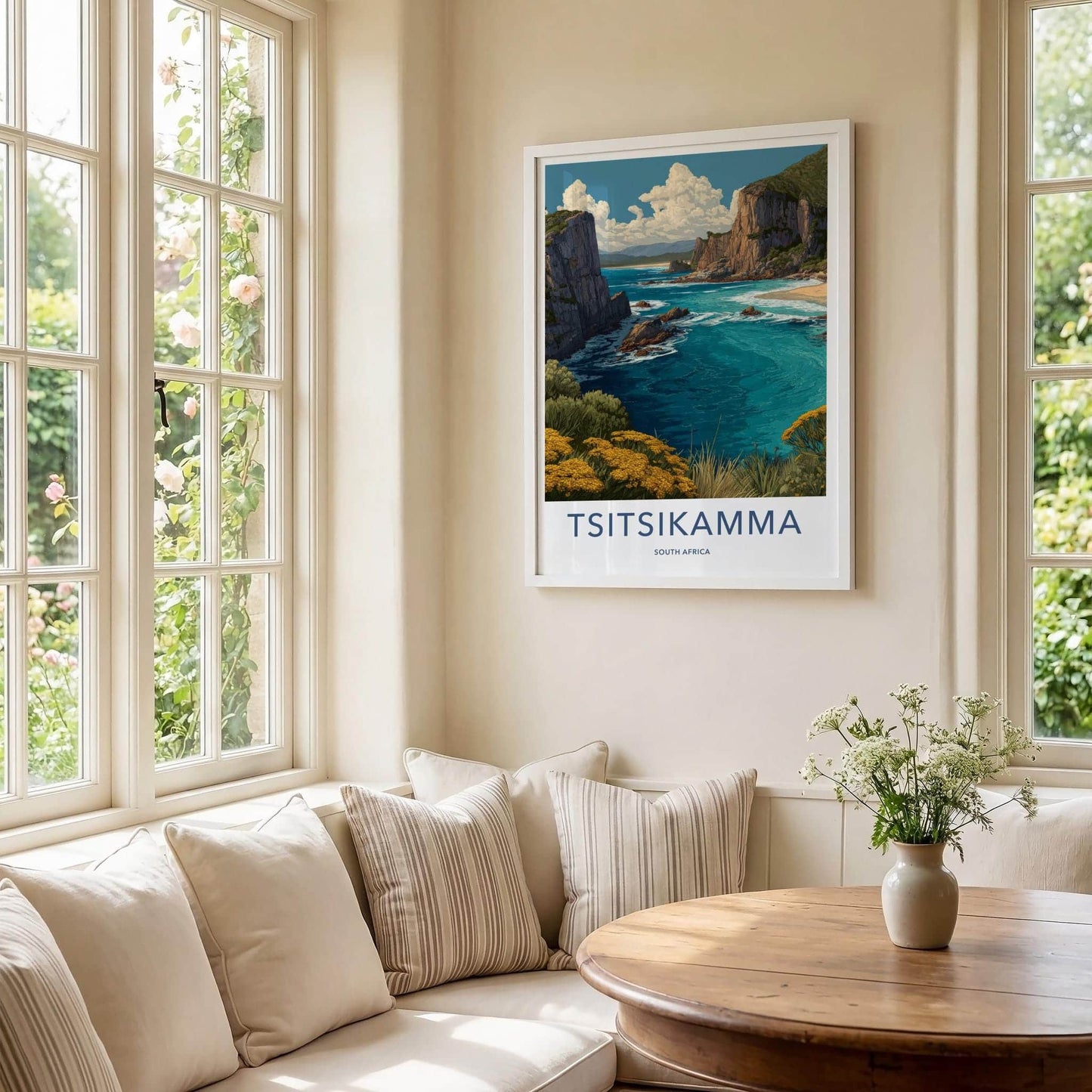 Tsitsikamma Poster - South Africa Travel Art - Golden Flowers Coast Home Decor