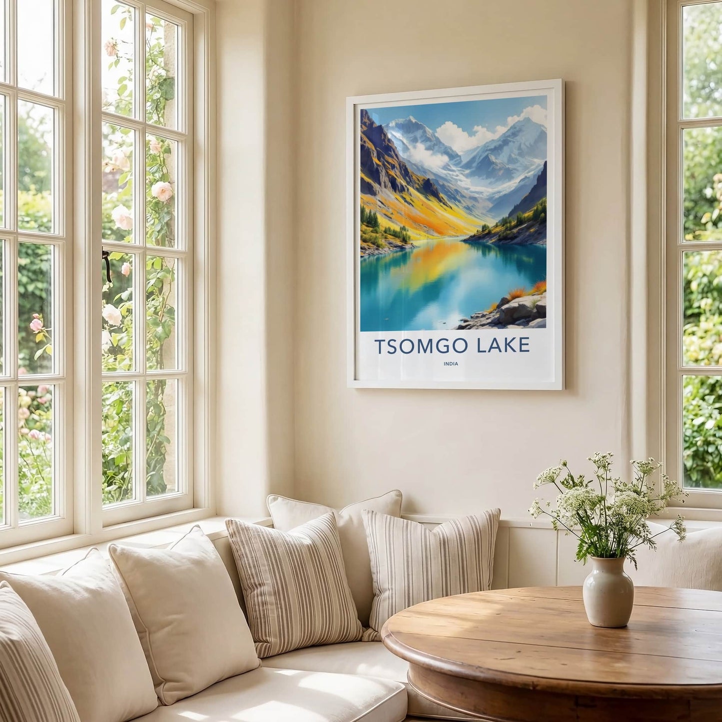 Tsomgo Lake Poster - India Art Print - Sikkim Vibrant Mountain Lake Home Decor