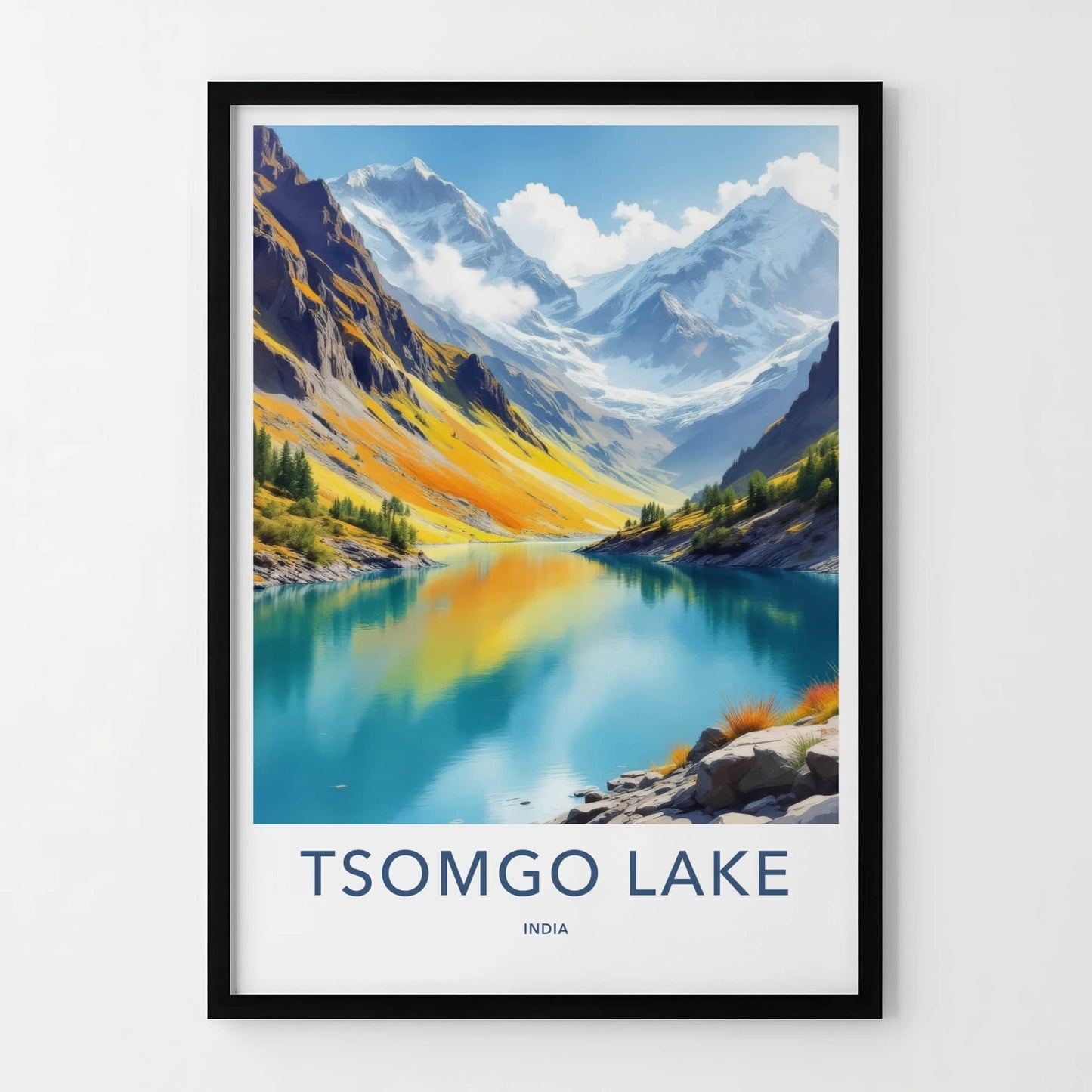 Tsomgo Lake Poster - India Art Print - Sikkim Vibrant Mountain Lake Home Decor