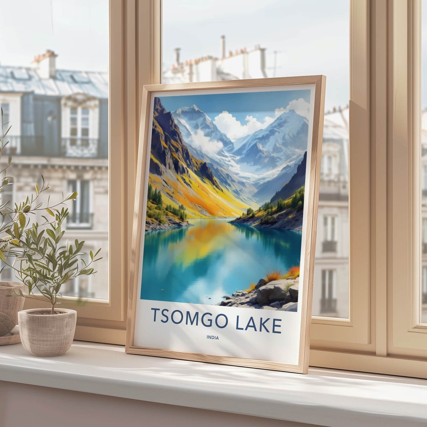 Tsomgo Lake Poster - India Art Print - Sikkim Vibrant Mountain Lake Home Decor