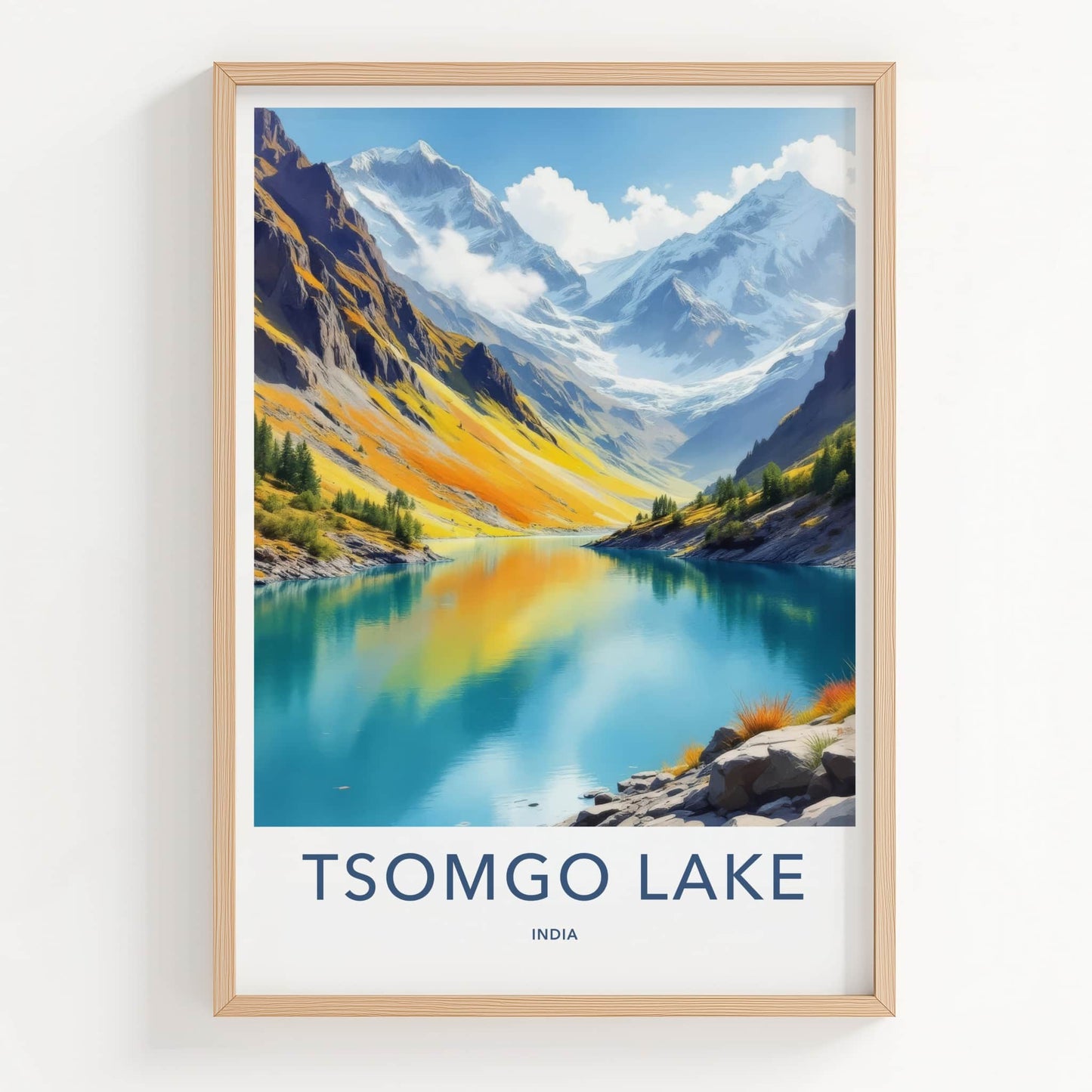 Tsomgo Lake Poster - India Art Print - Sikkim Vibrant Mountain Lake Home Decor