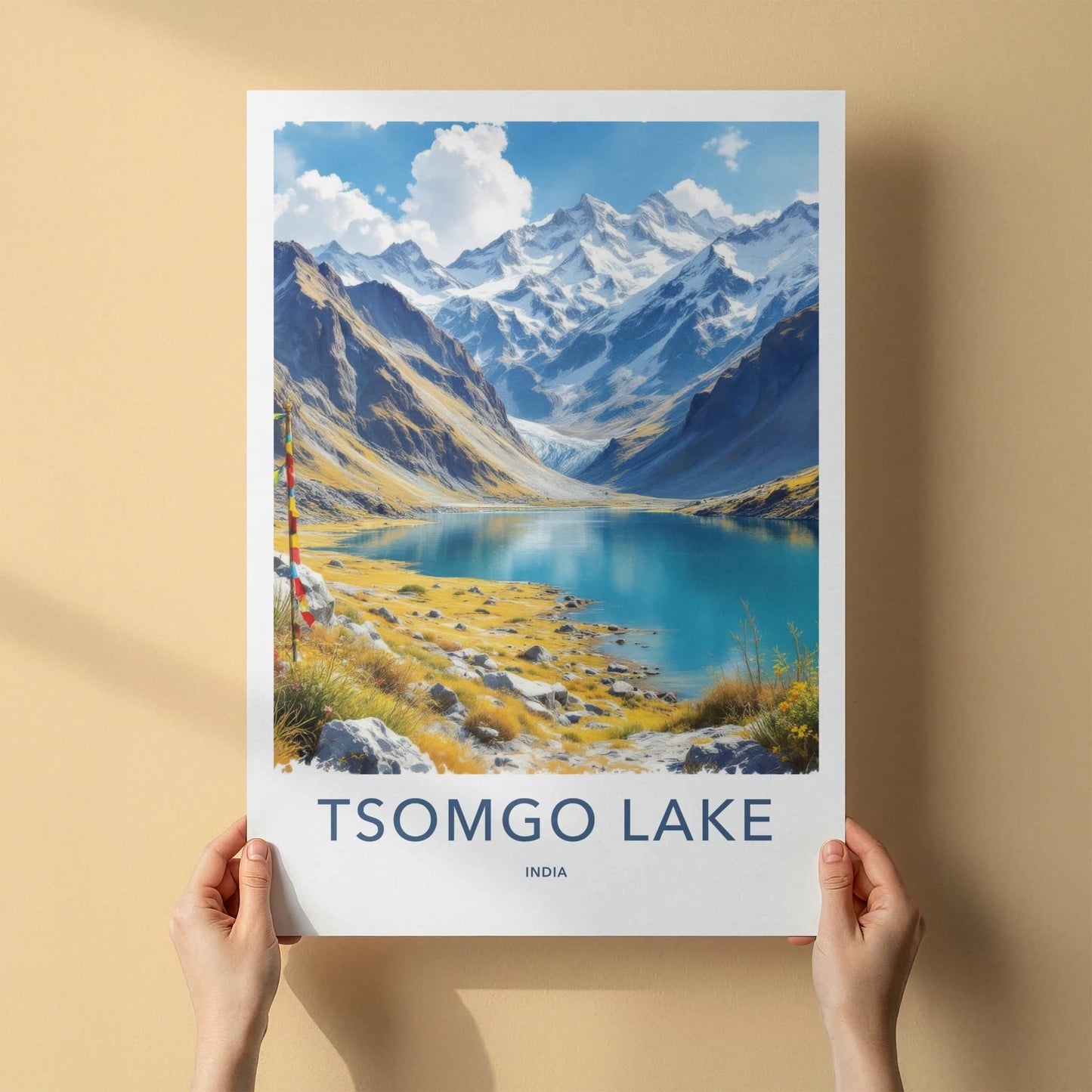 Tsomgo Lake Poster - India Travel Art - Sikkim Glacial Lake Home Decor