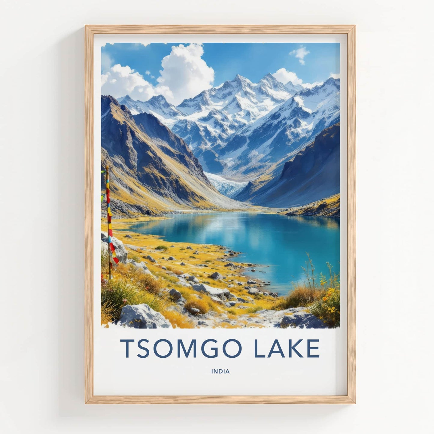 Tsomgo Lake Poster - India Travel Art - Sikkim Glacial Lake Home Decor