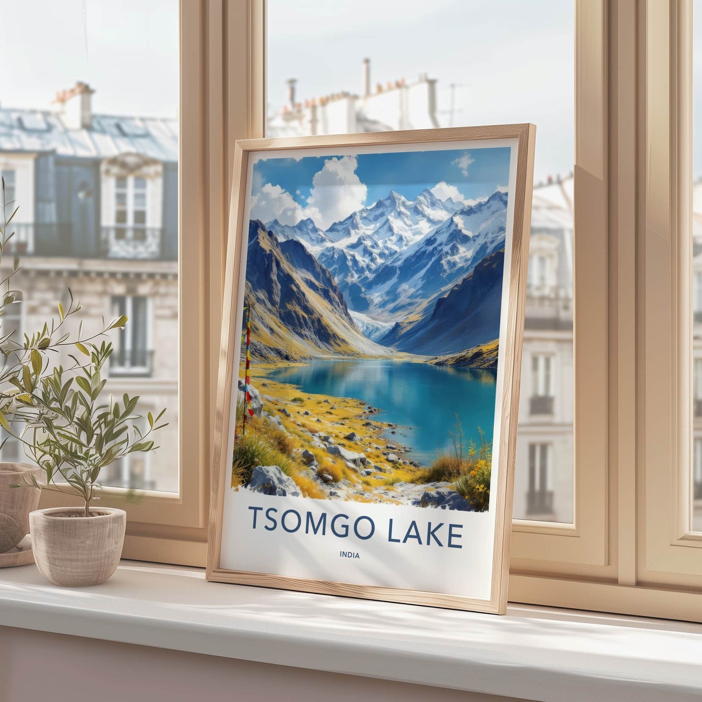 Tsomgo Lake Poster - India Travel Art - Sikkim Glacial Lake Home Decor