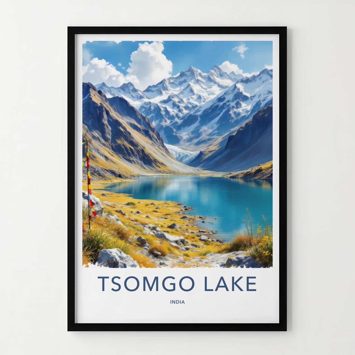Tsomgo Lake Poster - India Travel Art - Sikkim Glacial Lake Home Decor