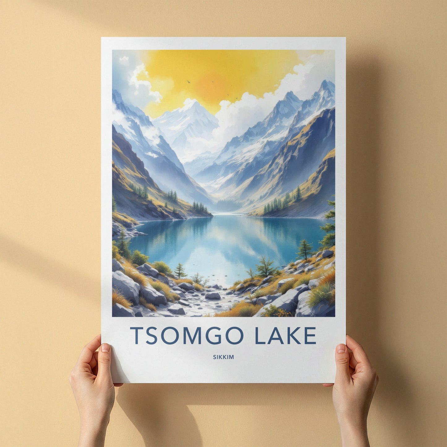 Tsomgo Lake Poster - India Travel Art - Sikkim Serene Mountain Vista Gallery Art