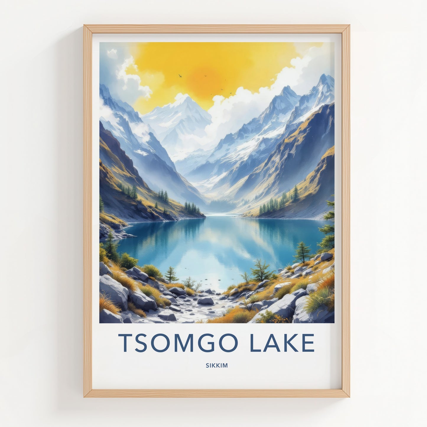 Tsomgo Lake Poster - India Travel Art - Sikkim Serene Mountain Vista Gallery Art