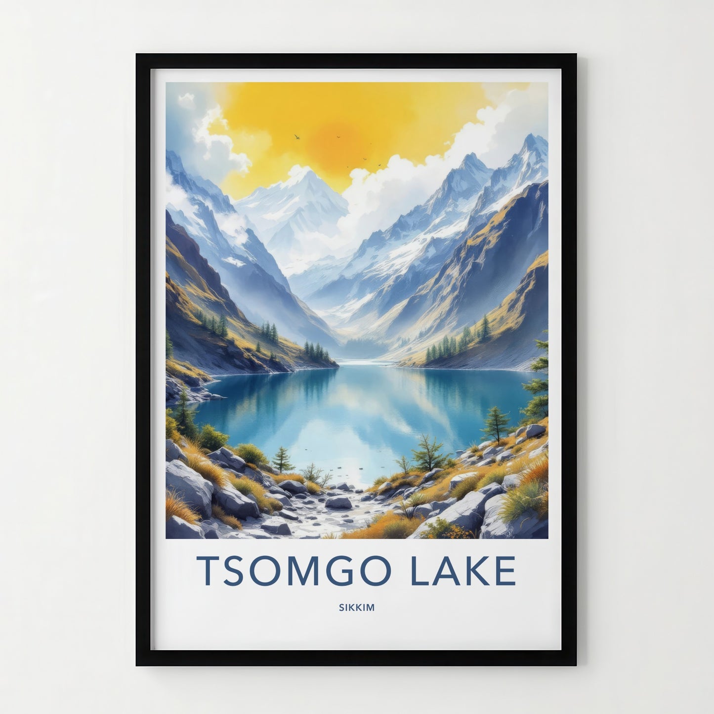 Tsomgo Lake Poster - India Travel Art - Sikkim Serene Mountain Vista Gallery Art