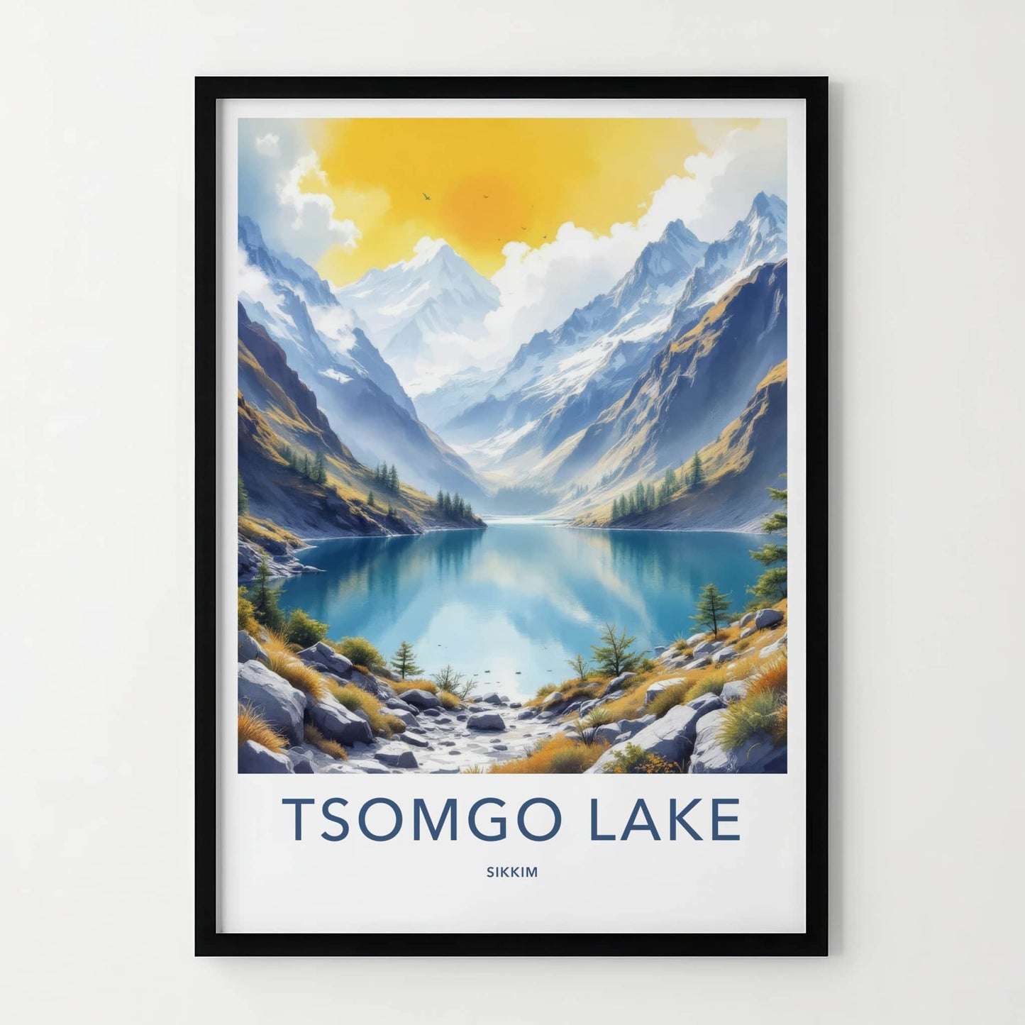 Tsomgo Lake Poster - India Travel Art - Sikkim Serene Mountain Vista Gallery Art