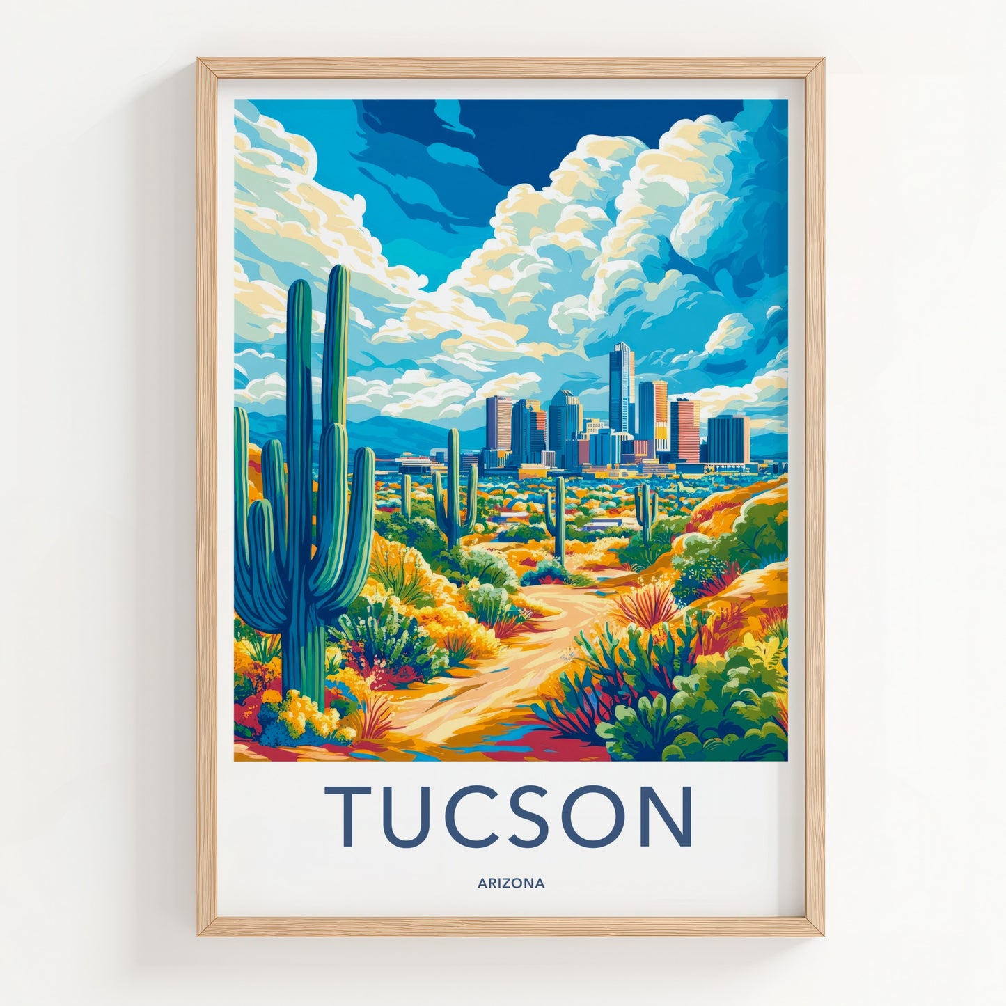 Tucson Poster - Arizona Travel Art - Desert Skyline View Wall Decor