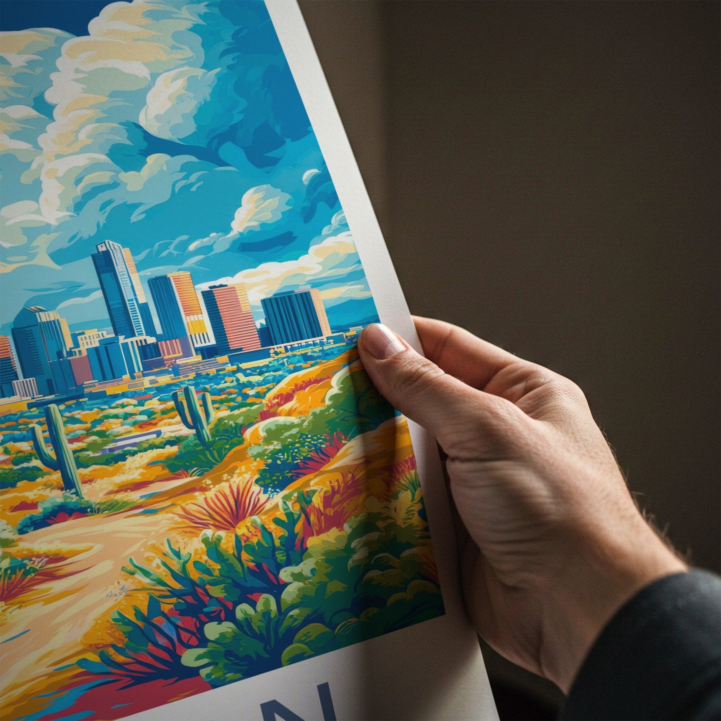 Tucson Poster - Arizona Travel Art - Desert Skyline View Wall Decor