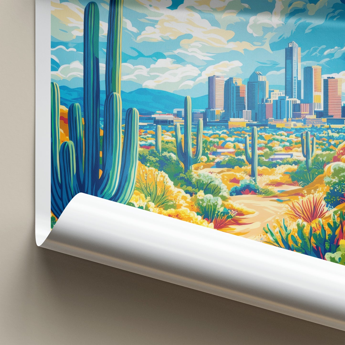 Tucson Poster - Arizona Travel Art - Desert Skyline View Wall Decor