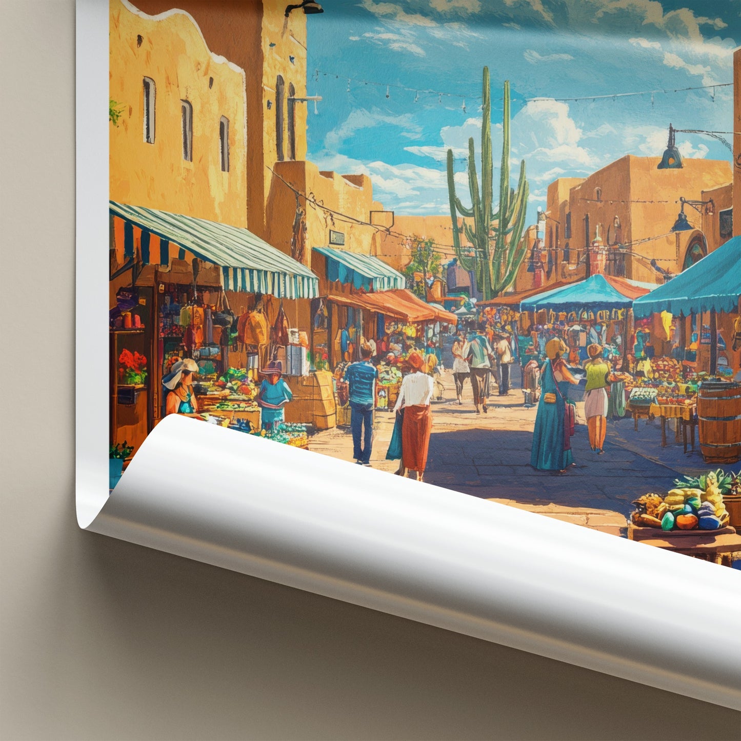 Tucson Poster - Arizona Travel Art - Market Street Saguaro Home Decor