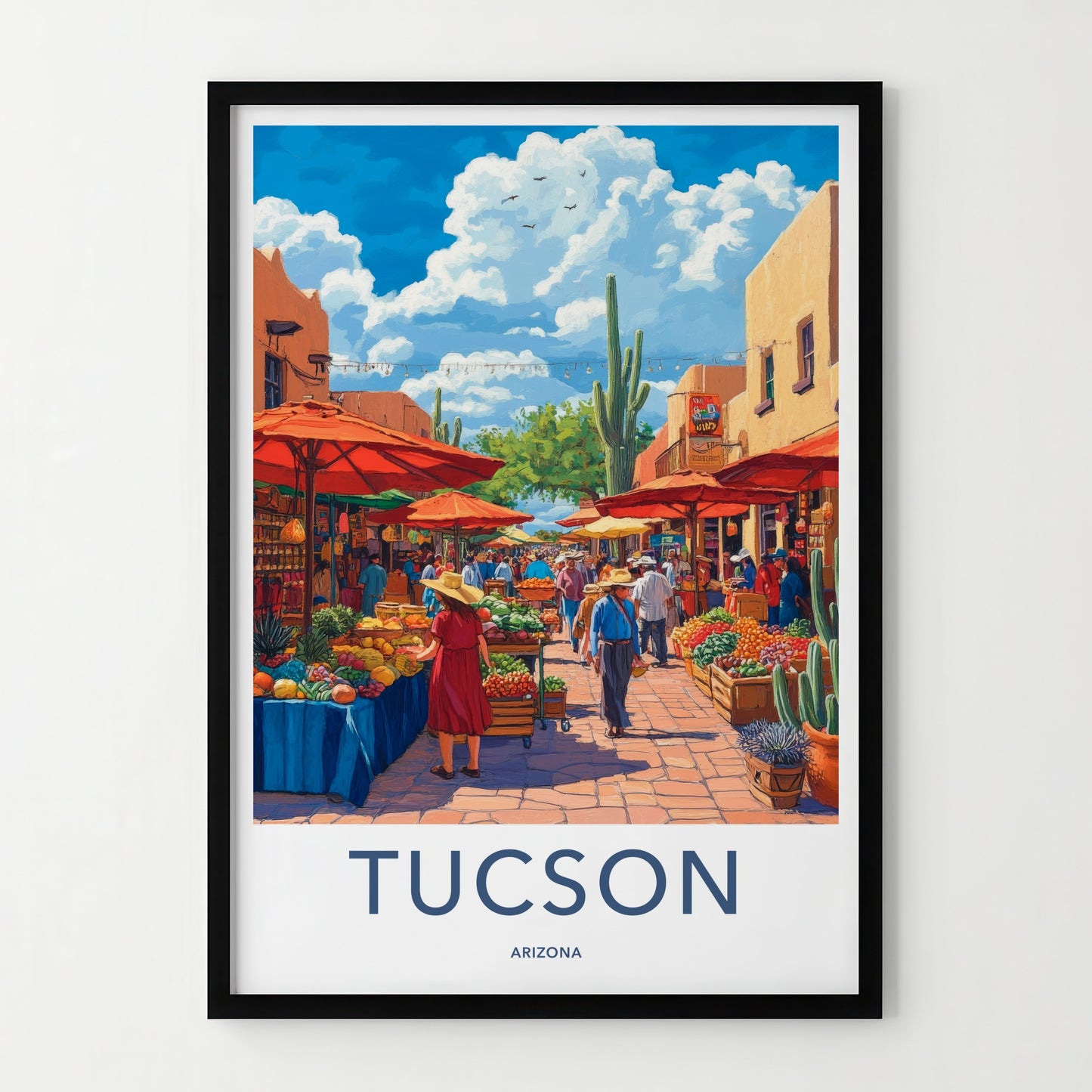 Tucson Poster - Arizona Travel Art - Vibrant Market Scene Home Decor