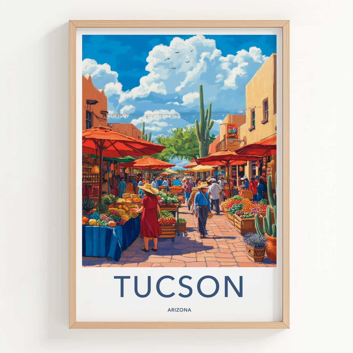 Tucson Poster - Arizona Travel Art - Vibrant Market Scene Home Decor