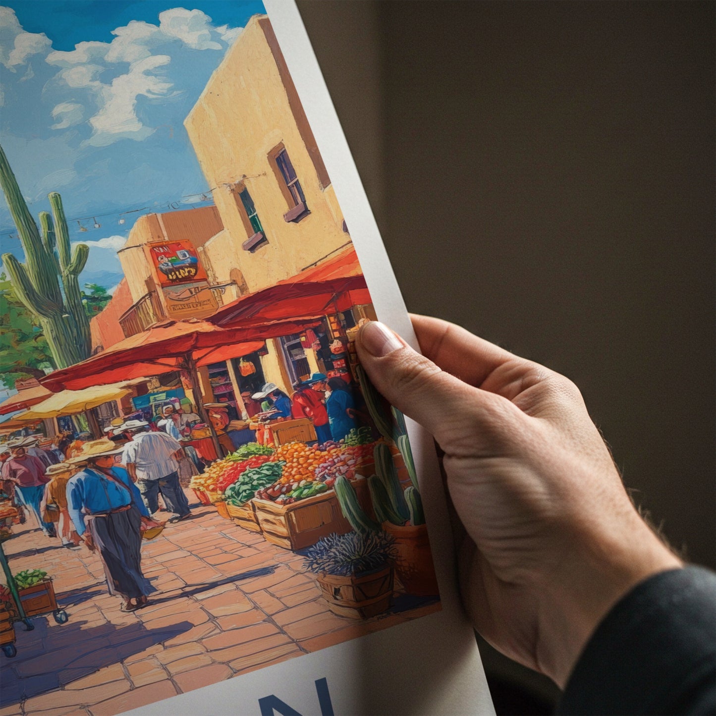 Tucson Poster - Arizona Travel Art - Vibrant Market Scene Home Decor
