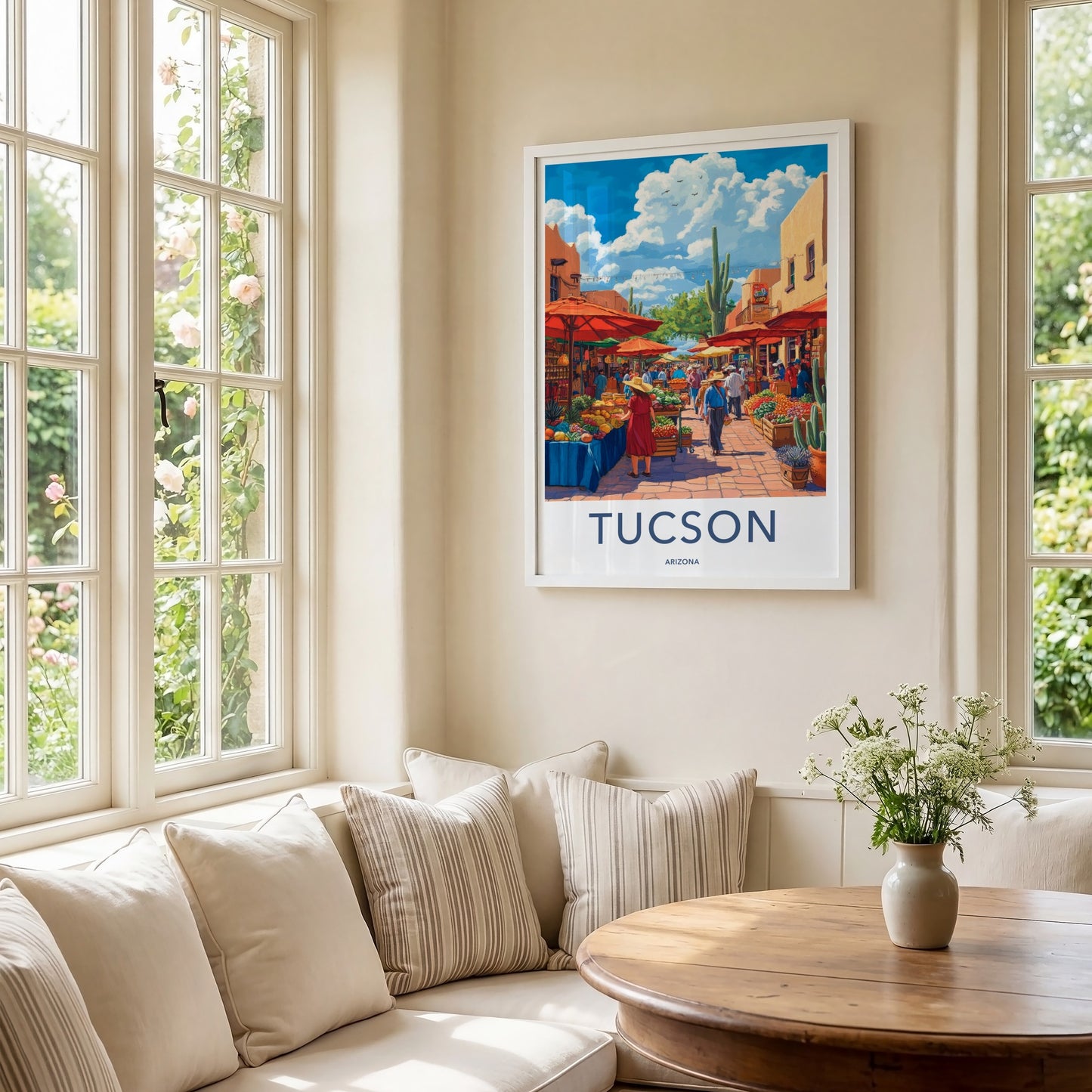 Tucson Poster - Arizona Travel Art - Vibrant Market Scene Home Decor