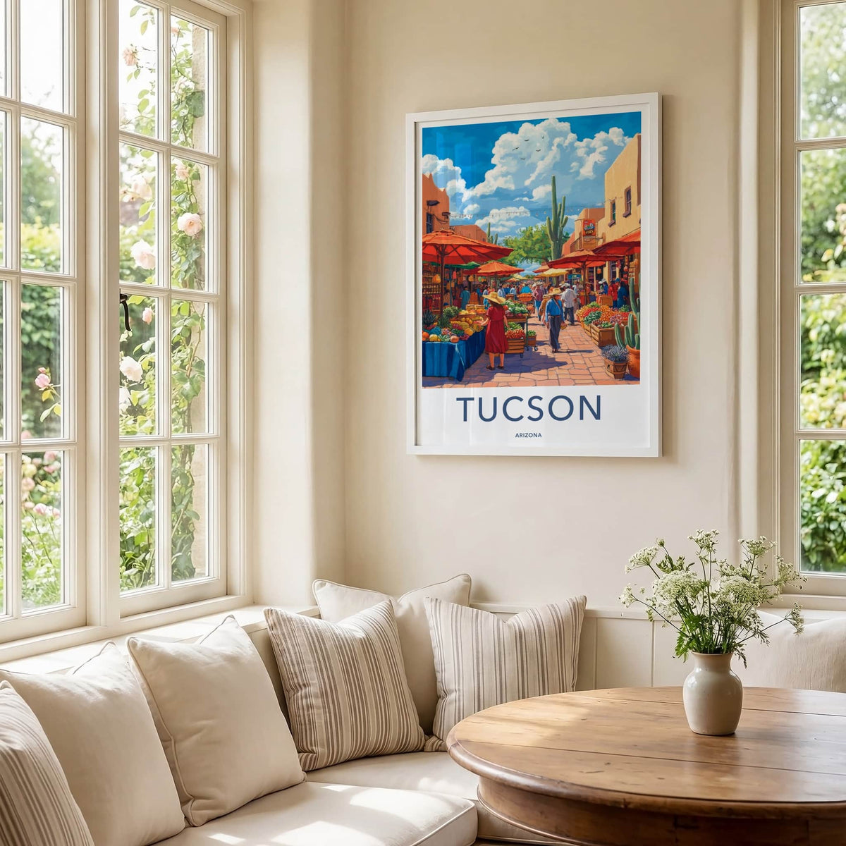Tucson Poster - Arizona Travel Art - Vibrant Market Scene Home Decor