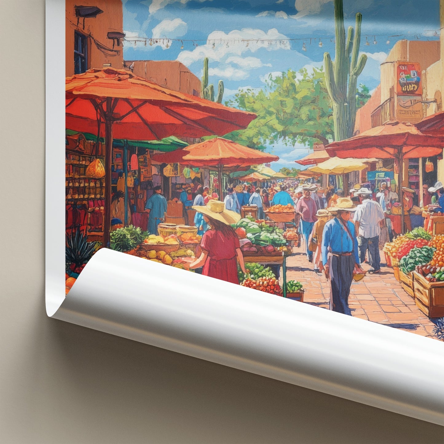 Tucson Poster - Arizona Travel Art - Vibrant Market Scene Home Decor