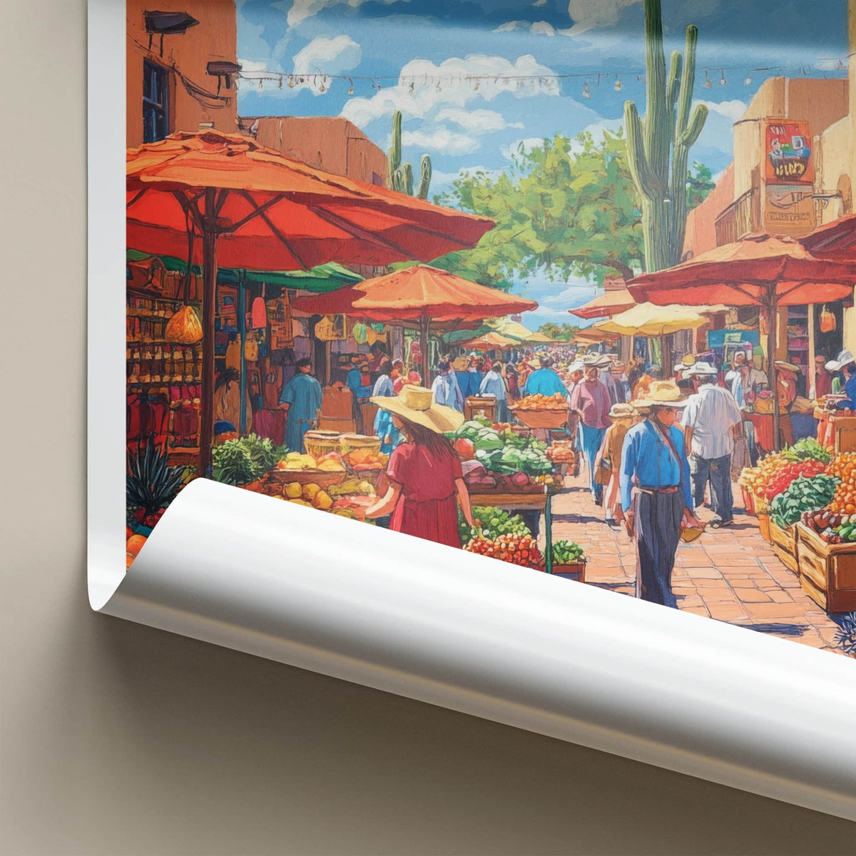 Tucson Poster - Arizona Travel Art - Vibrant Market Scene Home Decor