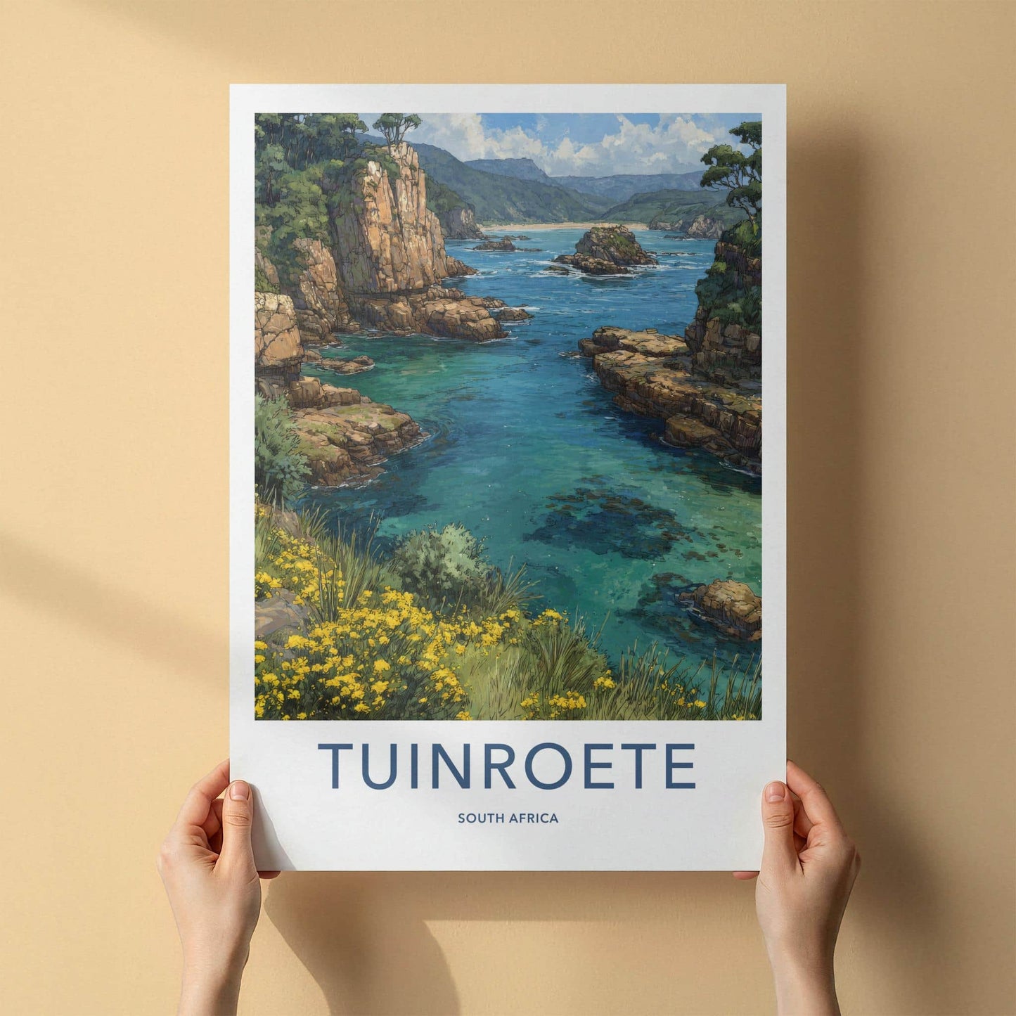 Tuinroete Poster - South Africa Art Print - Turquoise Water Cliffs Gift