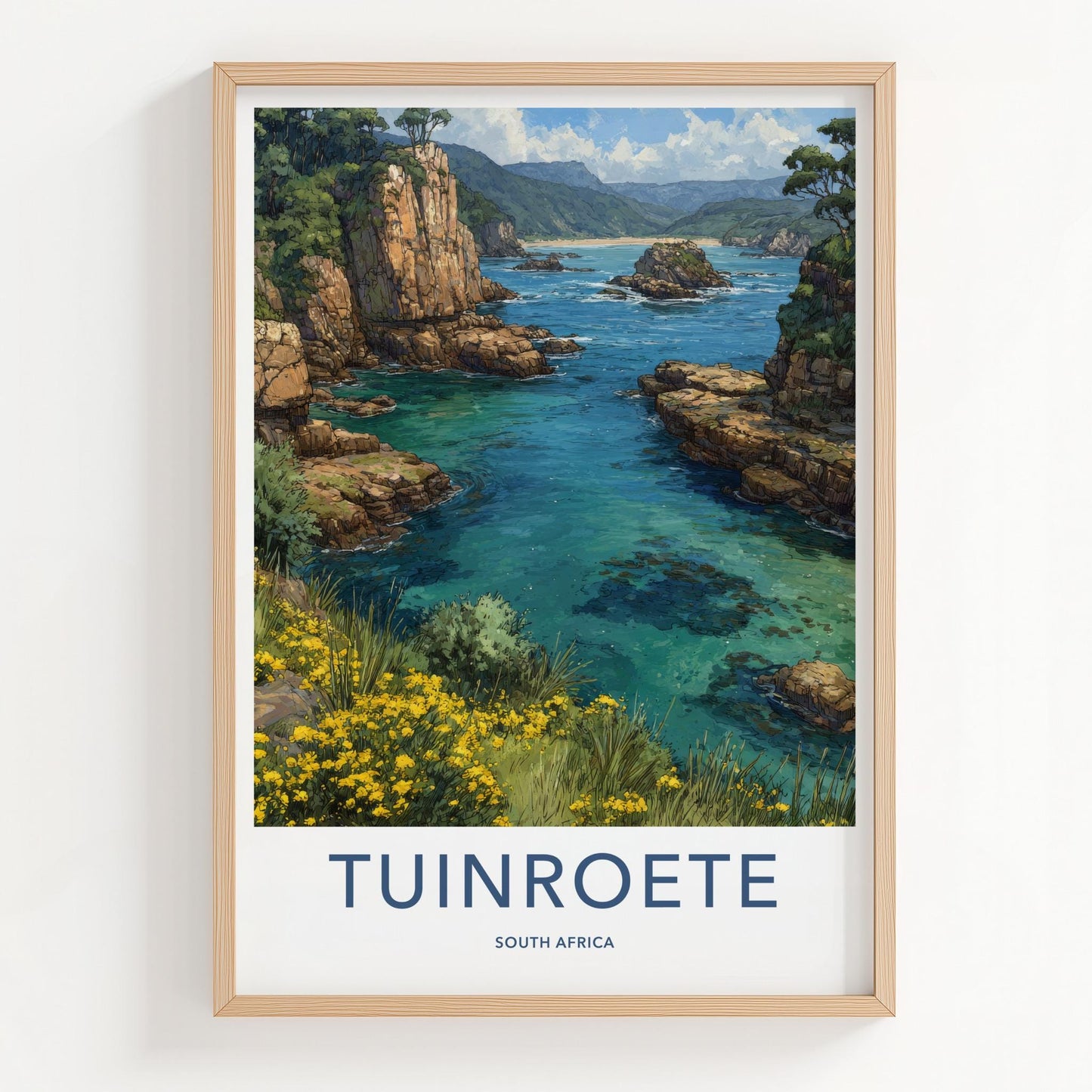 Tuinroete Poster - South Africa Art Print - Turquoise Water Cliffs Gift
