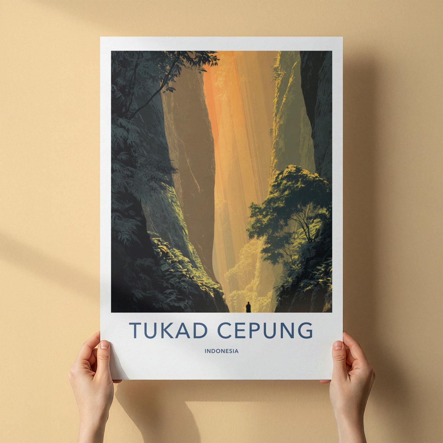 Tukad Cepung Poster - Indonesia Travel Art - Sunlit Canyon Rays Wall Decor