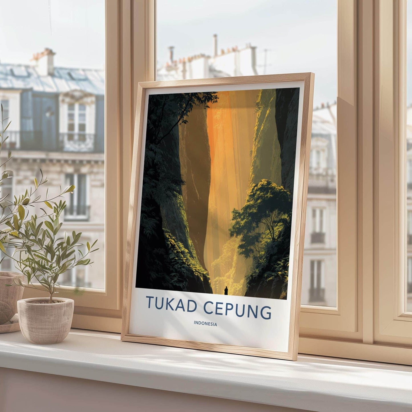 Tukad Cepung Poster - Indonesia Travel Art - Sunlit Canyon Rays Wall Decor