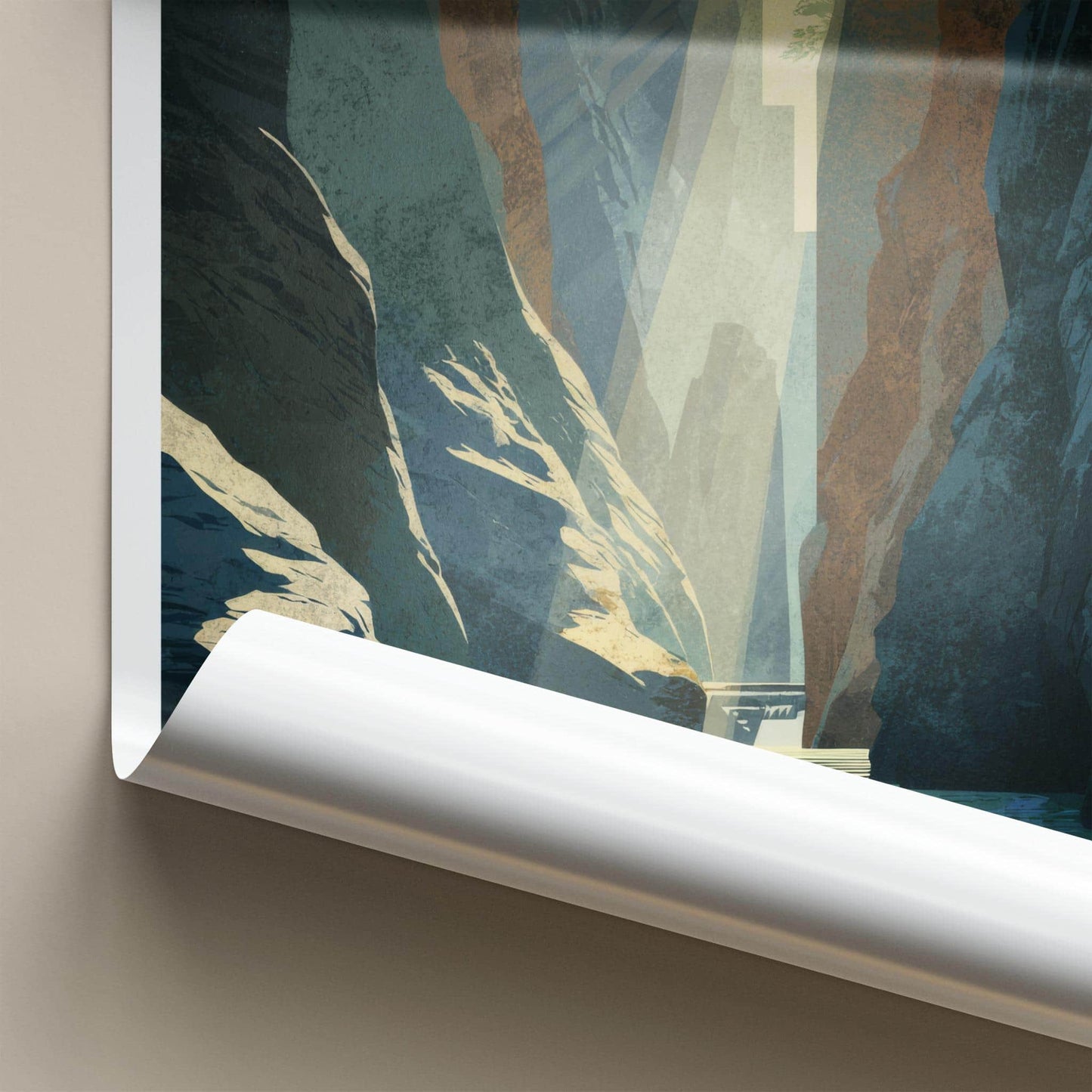 Tukad Cepung Poster - Indonesia Travel Art - Sunlit Canyon River Home Decor