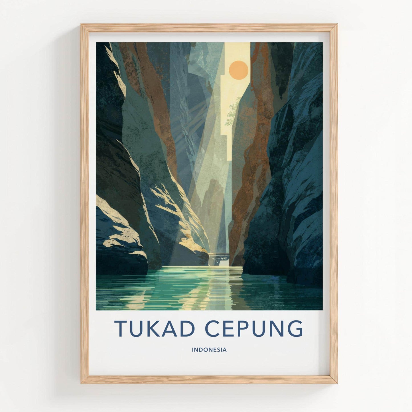 Tukad Cepung Poster - Indonesia Travel Art - Sunlit Canyon River Home Decor