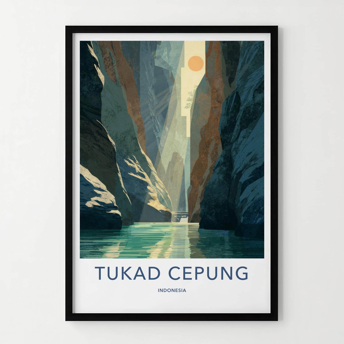 Tukad Cepung Poster - Indonesia Travel Art - Sunlit Canyon River Home Decor