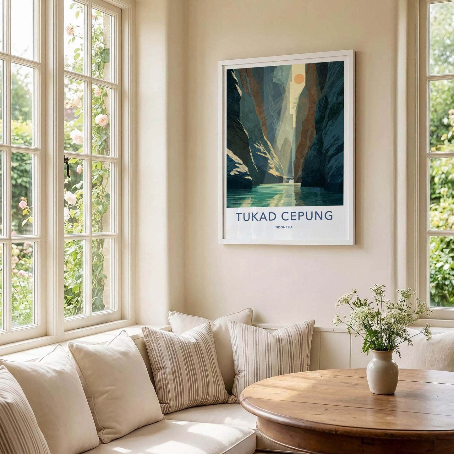 Tukad Cepung Poster - Indonesia Travel Art - Sunlit Canyon River Home Decor