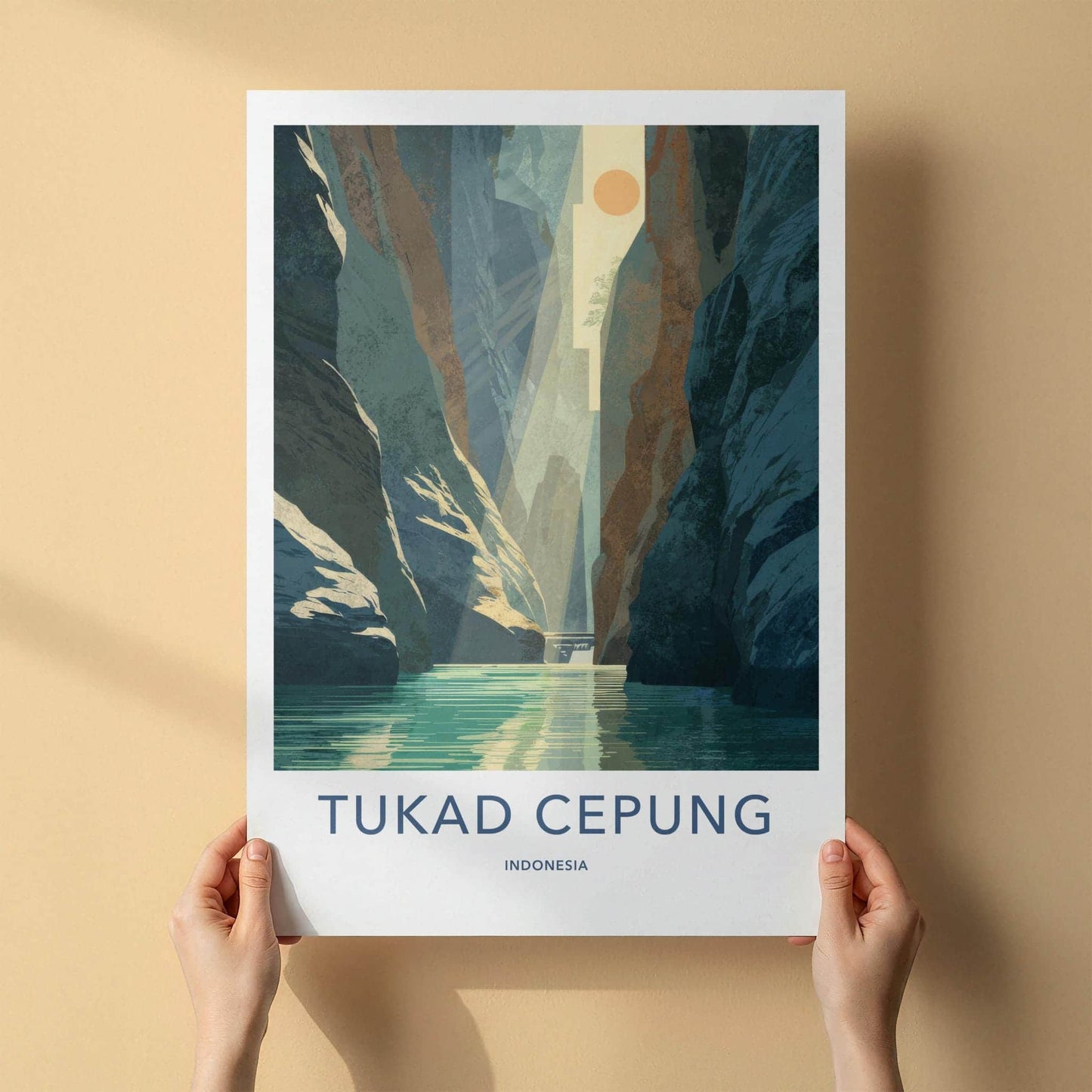 Tukad Cepung Poster - Indonesia Travel Art - Sunlit Canyon River Home Decor
