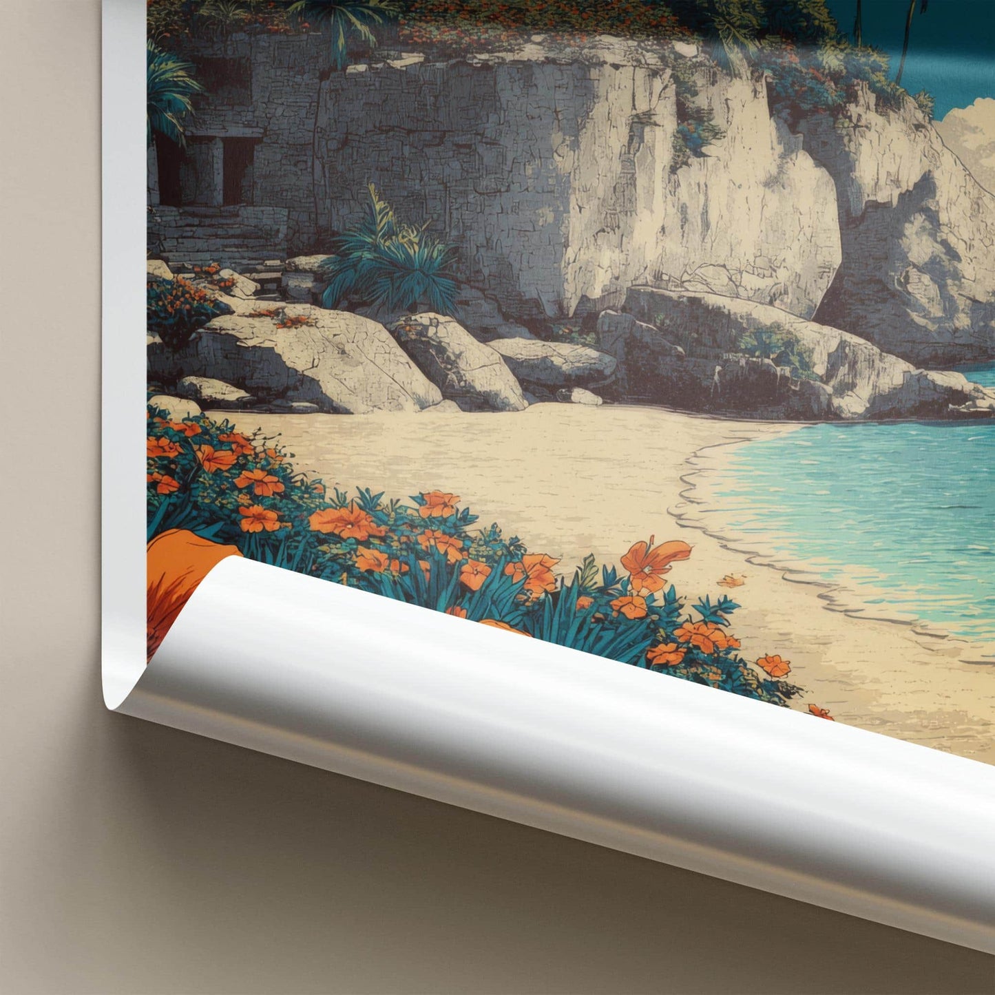 Tulum Poster - Mexico Framed Art - Ancient Temple Coast Home Decor