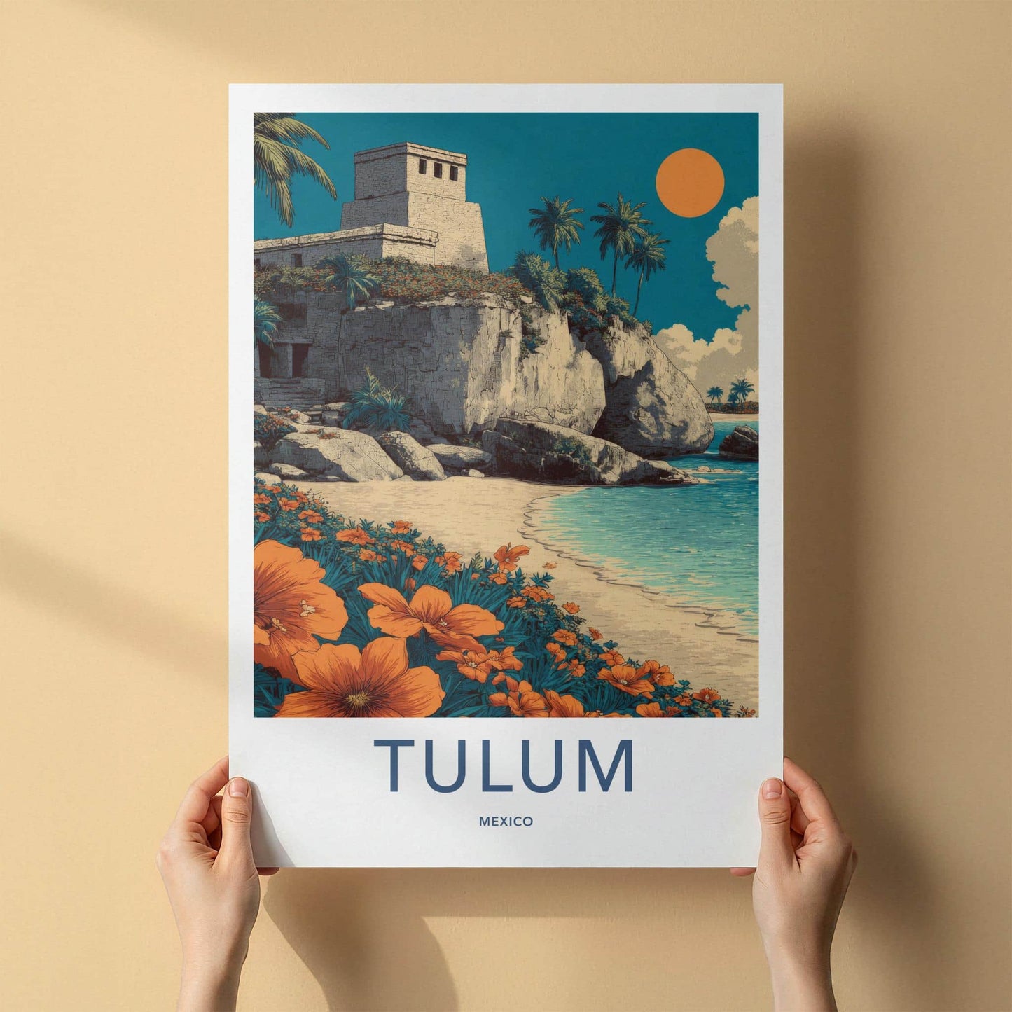 Tulum Poster - Mexico Framed Art - Ancient Temple Coast Home Decor
