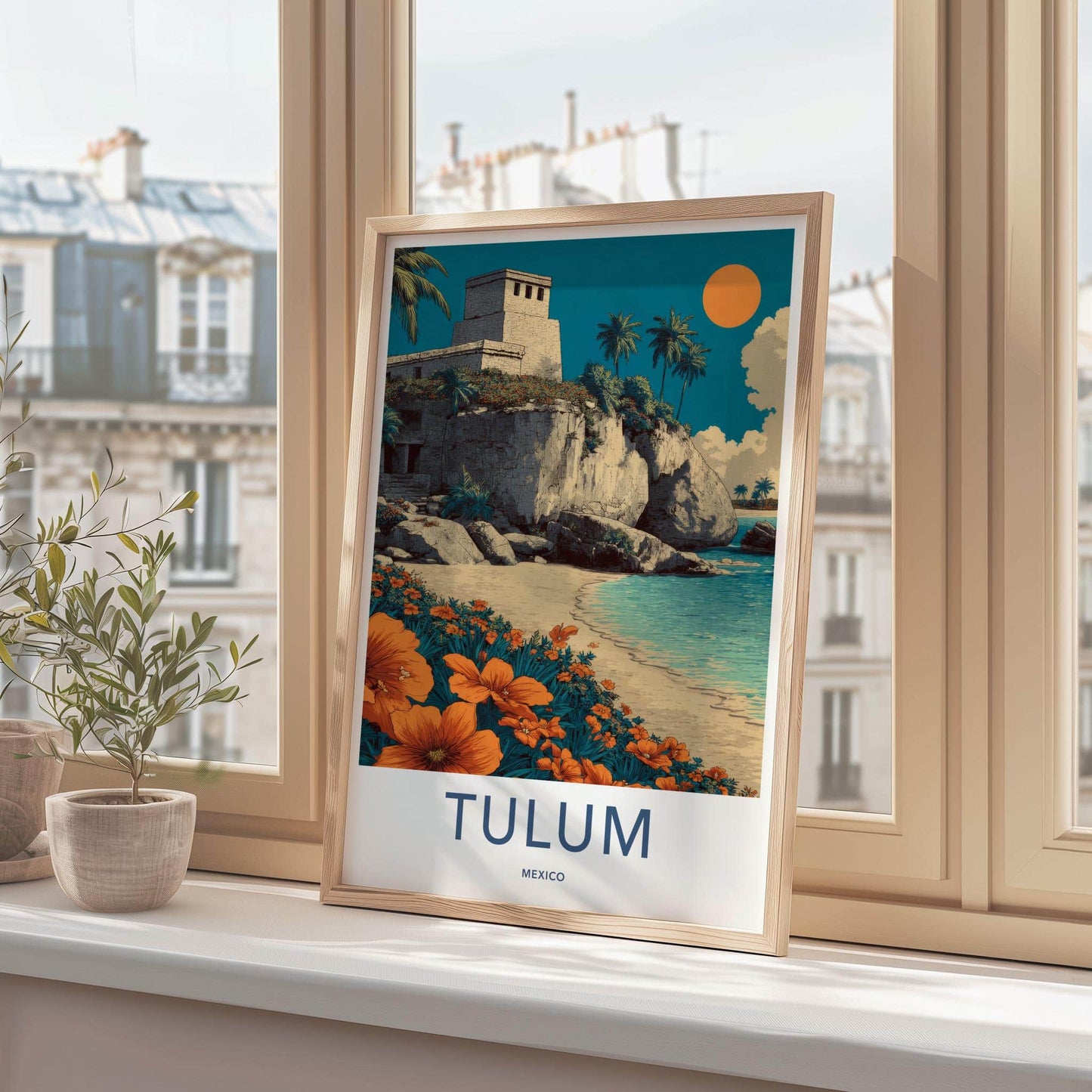 Tulum Poster - Mexico Framed Art - Ancient Temple Coast Home Decor