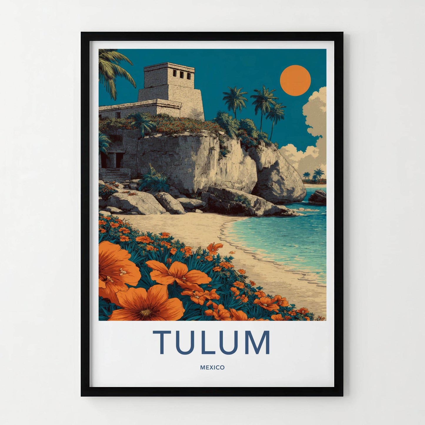 Tulum Poster - Mexico Framed Art - Ancient Temple Coast Home Decor