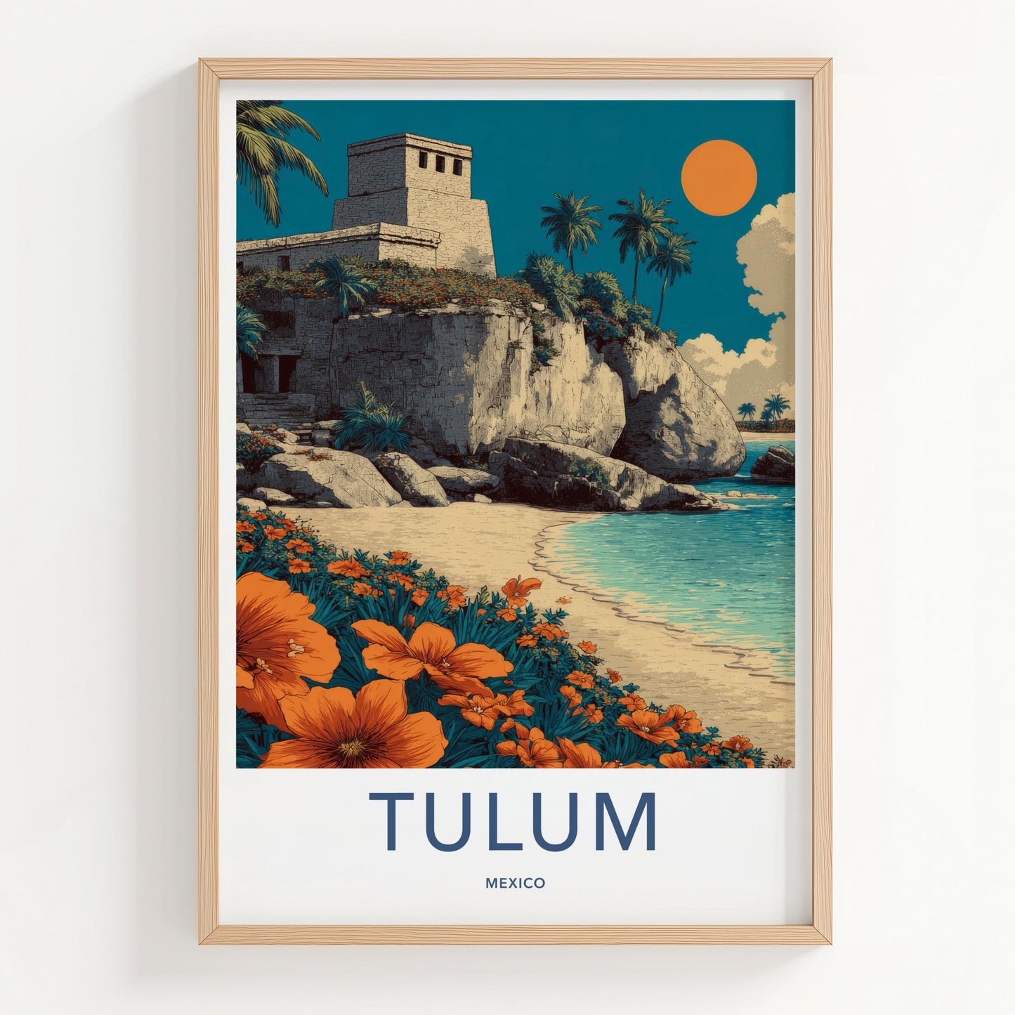 Tulum Poster - Mexico Framed Art - Ancient Temple Coast Home Decor