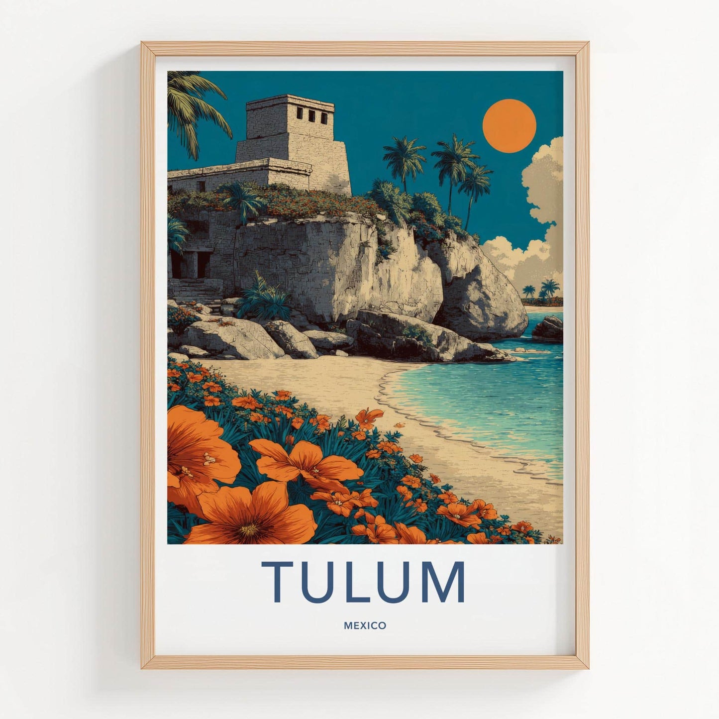Tulum Poster - Mexico Framed Art - Ancient Temple Coast Home Decor